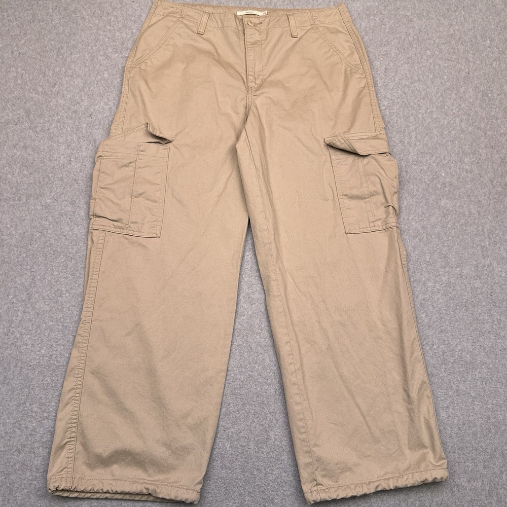 Levi's '94 Baggy Cargo Wide‎ Leg Pants Women's 31 (33x29) Khaki Tie Hem Skater